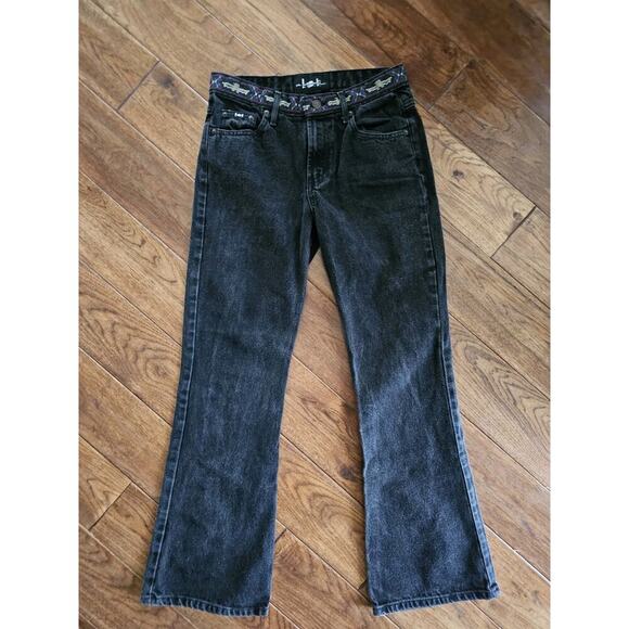 LEI Vintage Aztec Black Flare Boot Cut Denim Jeans Women's Size 9 Y2K - Picture 2 of 13